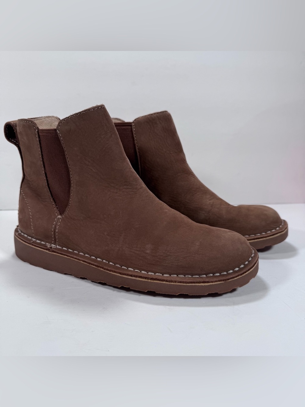 L.L. Bean Brown Leather Slip On Ankle Boots Women Size 8M